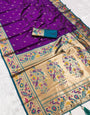 Demesne Purple Paithani Silk Saree With Ephemeral Blouse Piece