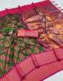 Tantalizing Green Paithani Silk Saree With Verdant Blouse Piece
