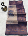 Pretty Beige and Blue Soft Silk Saree With Seraglio Blouse Piece