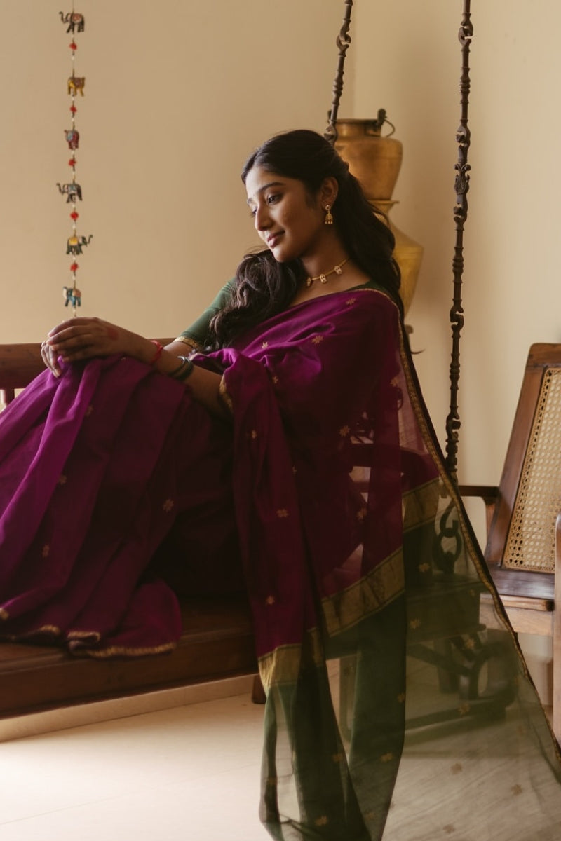Admirable Dark Pink Cotton Silk Saree With Confounding Blouse Piece