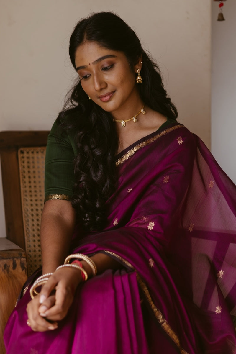 Admirable Dark Pink Cotton Silk Saree With Confounding Blouse Piece