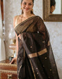 Imaginative Black Cotton Silk Saree With Ethereal Blouse Piece