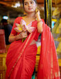 Elaborate Dark Pink Cotton Silk Saree With Dalliance Blouse Piece