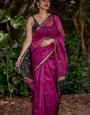 Whimsical Dark Pink Cotton Silk Saree With Quixotic Blouse Piece