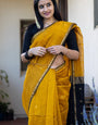 Bucolic Mustard Cotton Silk Saree With Amiable Blouse Piece