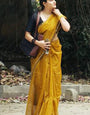 Grandiose Mustard Cotton Silk Saree With Engaging Blouse Piece