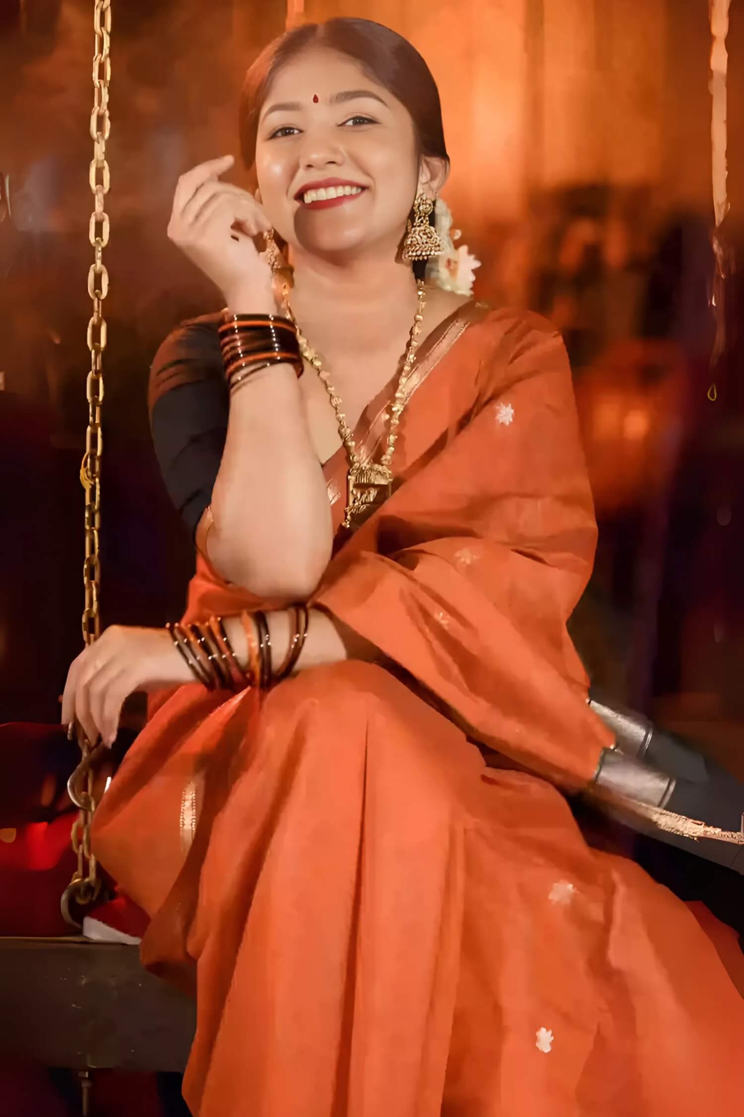 Ebullience Orange  Cotton Silk Saree With Twirling Blouse Piece