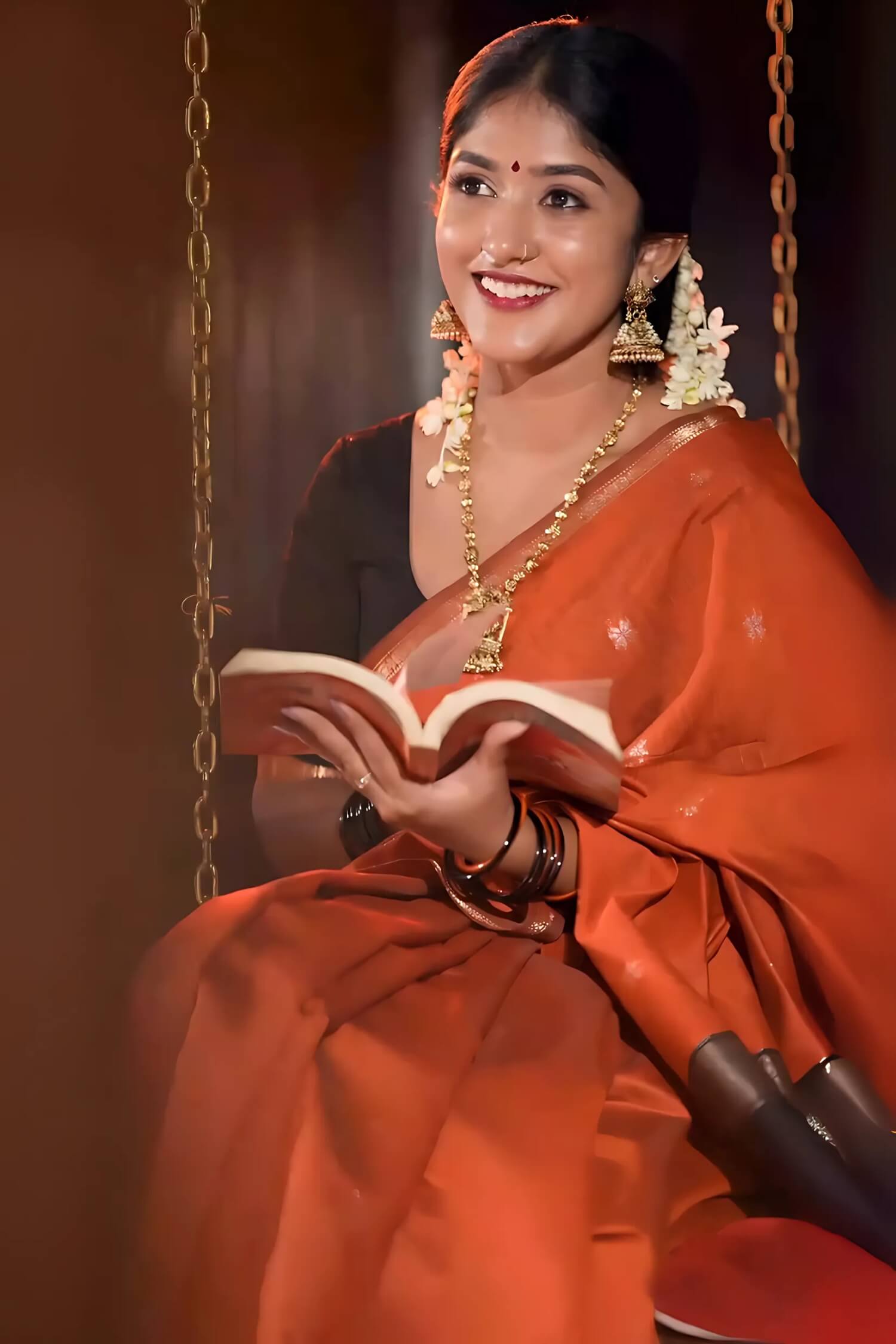 Ebullience Orange  Cotton Silk Saree With Twirling Blouse Piece