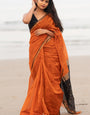 Admirable Orange Cotton Silk Saree With Prettiest Blouse Piece