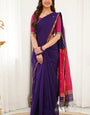 Glowing Purple Cotton Silk Saree With Pretty Blouse Piece