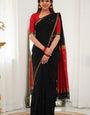 Trendy Black Cotton Silk Saree With Inimitable Blouse Piece