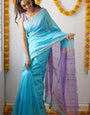 Prodigal Sky Cotton Silk Saree With Quixotic Blouse Piece