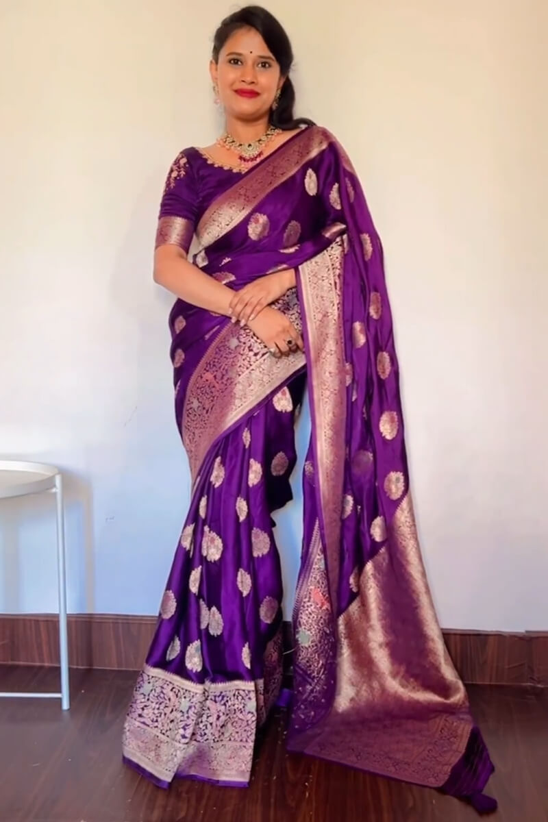 Fragrant Purple Soft Silk Saree With Epiphany Blouse Piece