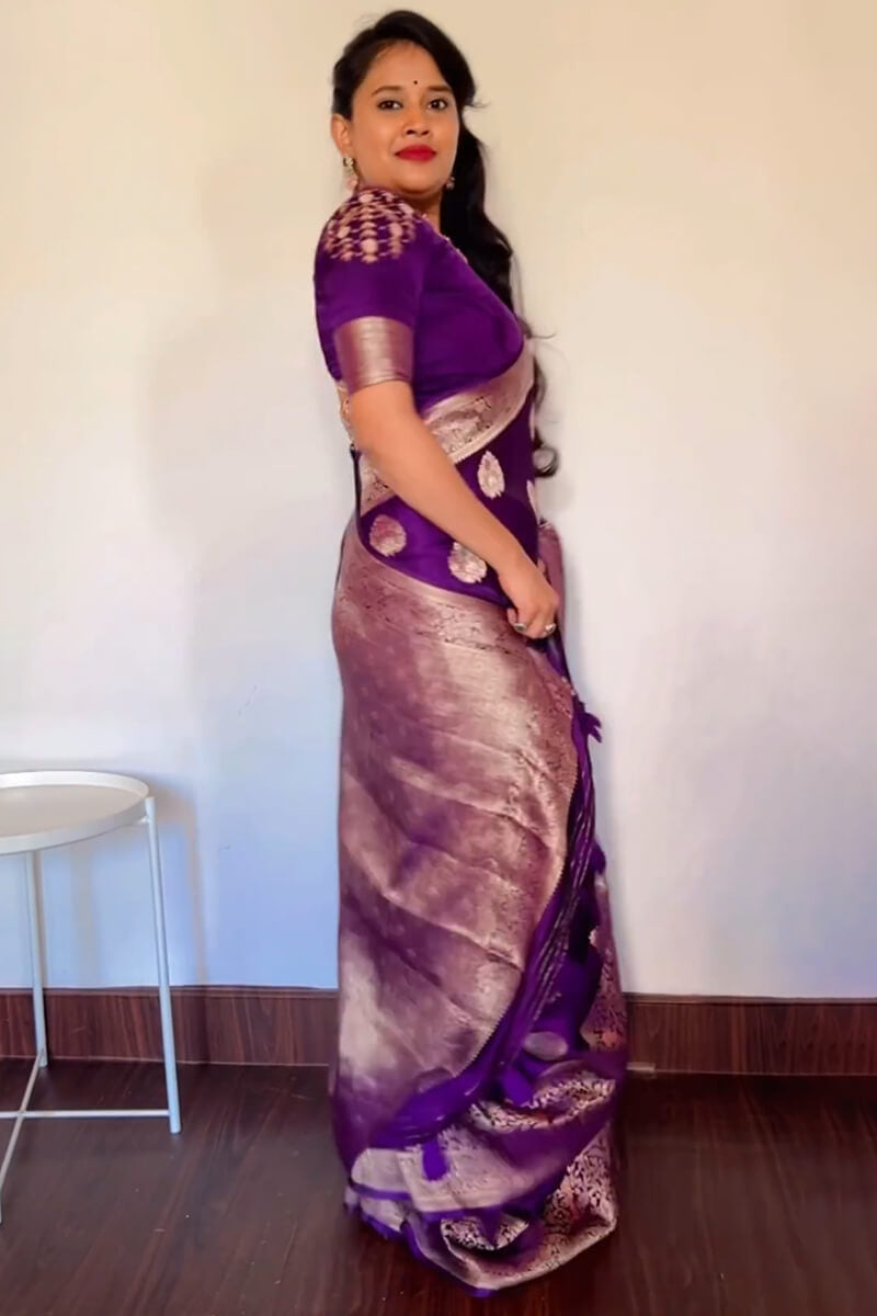 Fragrant Purple Soft Silk Saree With Epiphany Blouse Piece