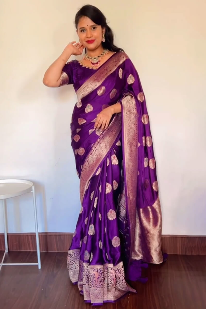 Fragrant Purple Soft Silk Saree With Epiphany Blouse Piece