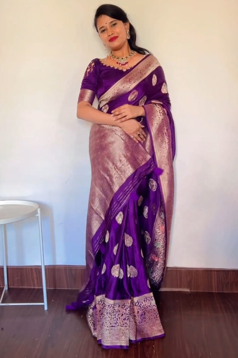 Fragrant Purple Soft Silk Saree With Epiphany Blouse Piece