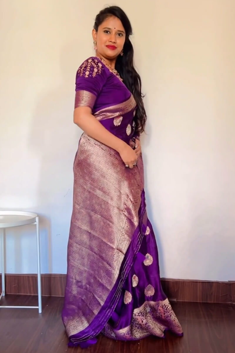 Fragrant Purple Soft Silk Saree With Epiphany Blouse Piece