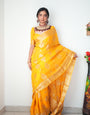 Designer 1-Minute Ready To Wear Yellow Cotton Silk Saree