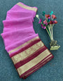 Extraordinary Dark Pink Orgeanza Silk Saree With Eye-catching Blouse Piece