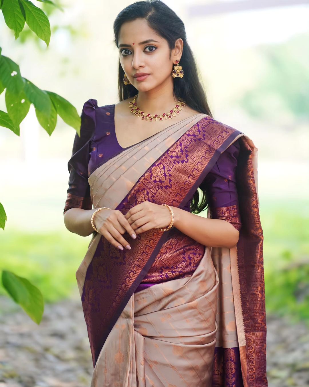 Denouement Grey Soft Silk Saree With Vivacious Blouse Piece