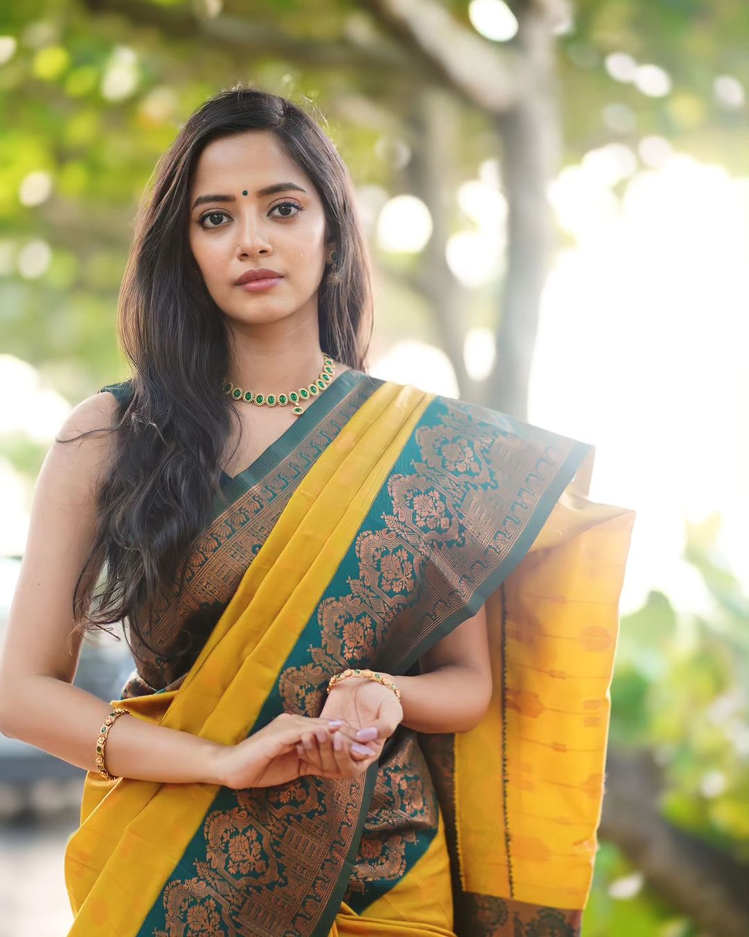 Lustrous Yellow Soft Silk Saree With Eclat Blouse Piece