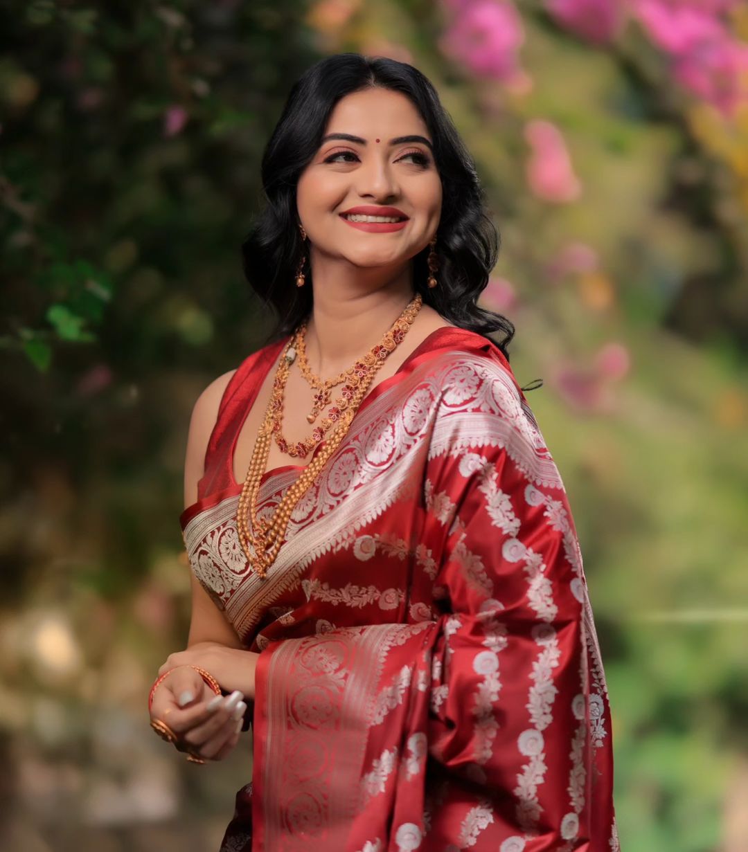 Petrichor Red Soft Silk Saree With Ebullience Blouse Piece