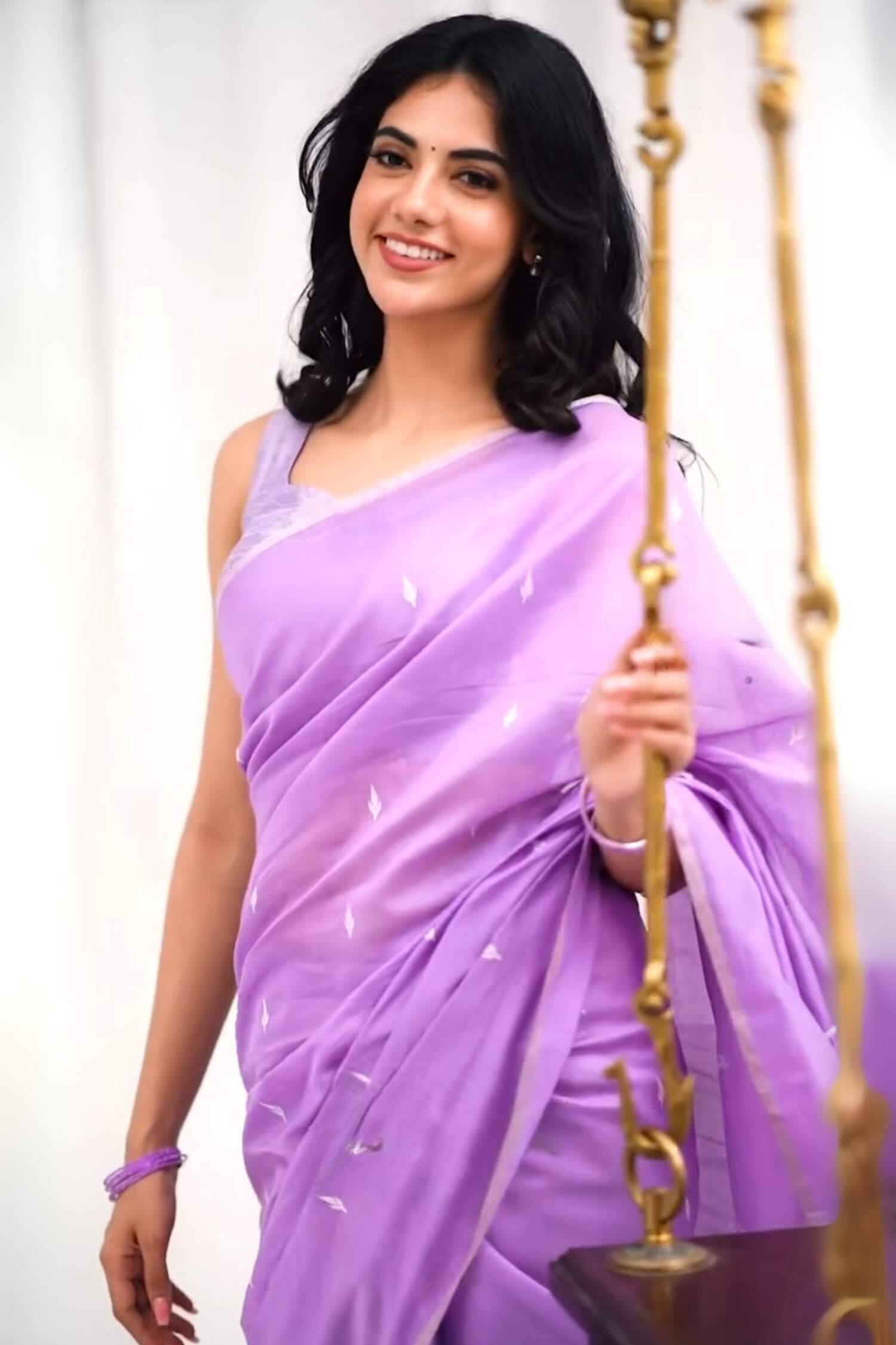 Felicitous Lavendor Cotton Silk Saree With Outstanding Blouse Piece