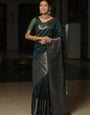 Quixotic Dark Green Soft Silk Saree With Resplendent Blouse Piece