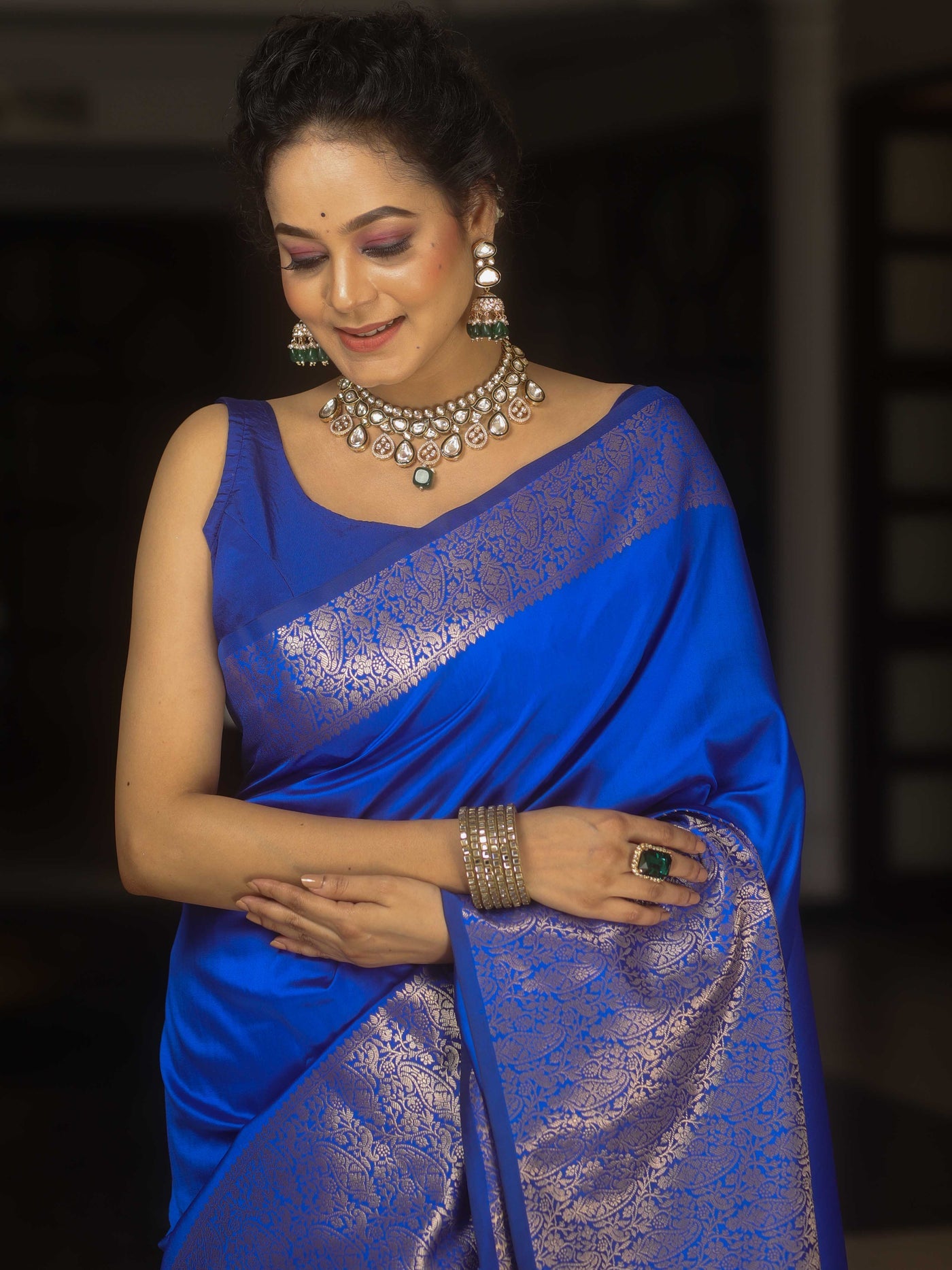 Smashing Royal Blue Soft Silk Saree With Fugacious Blouse Piece