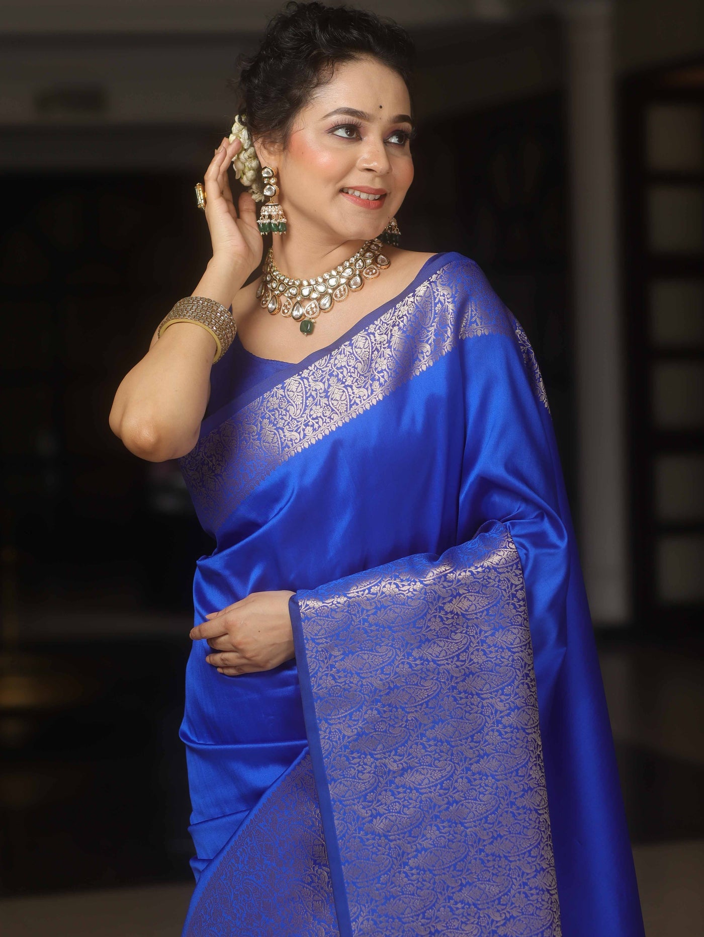 Smashing Royal Blue Soft Silk Saree With Fugacious Blouse Piece