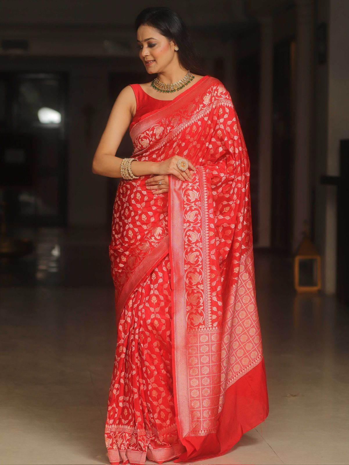 Traditional Red Soft Silk Saree With Smart Blouse Piece