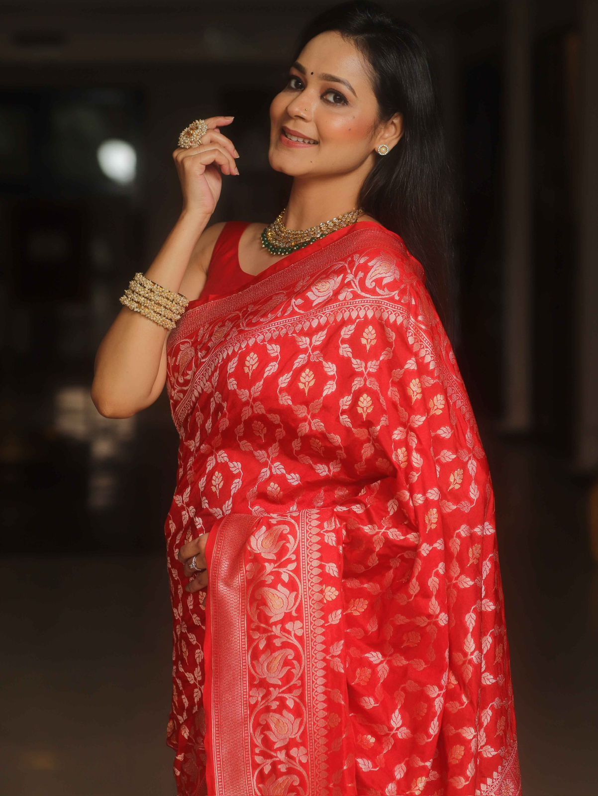 Traditional Red Soft Silk Saree With Smart Blouse Piece