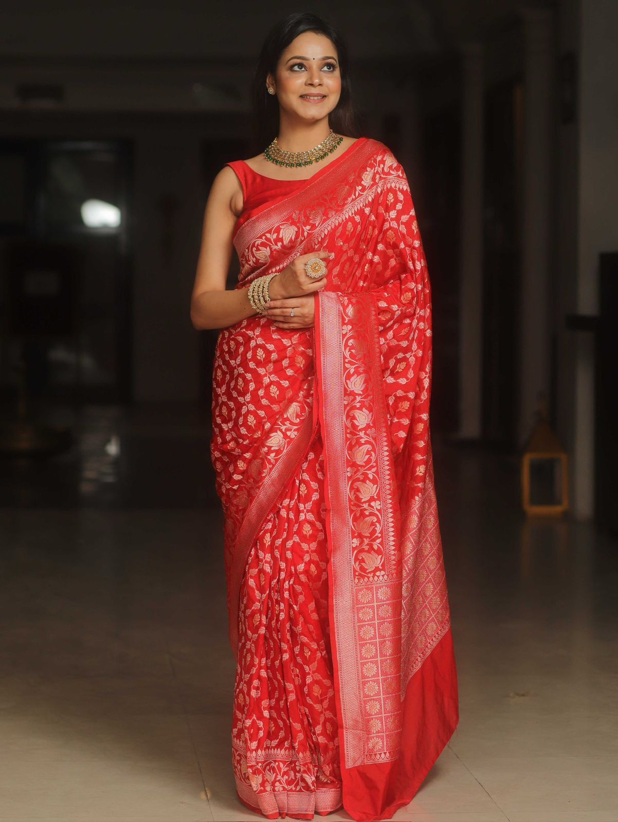Traditional Red Soft Silk Saree With Smart Blouse Piece