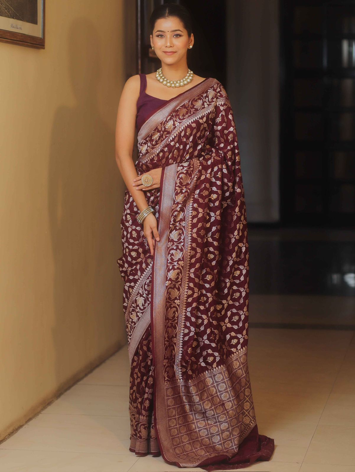 Energetic Wine Soft Silk Saree With Ephemeral Blouse Piece