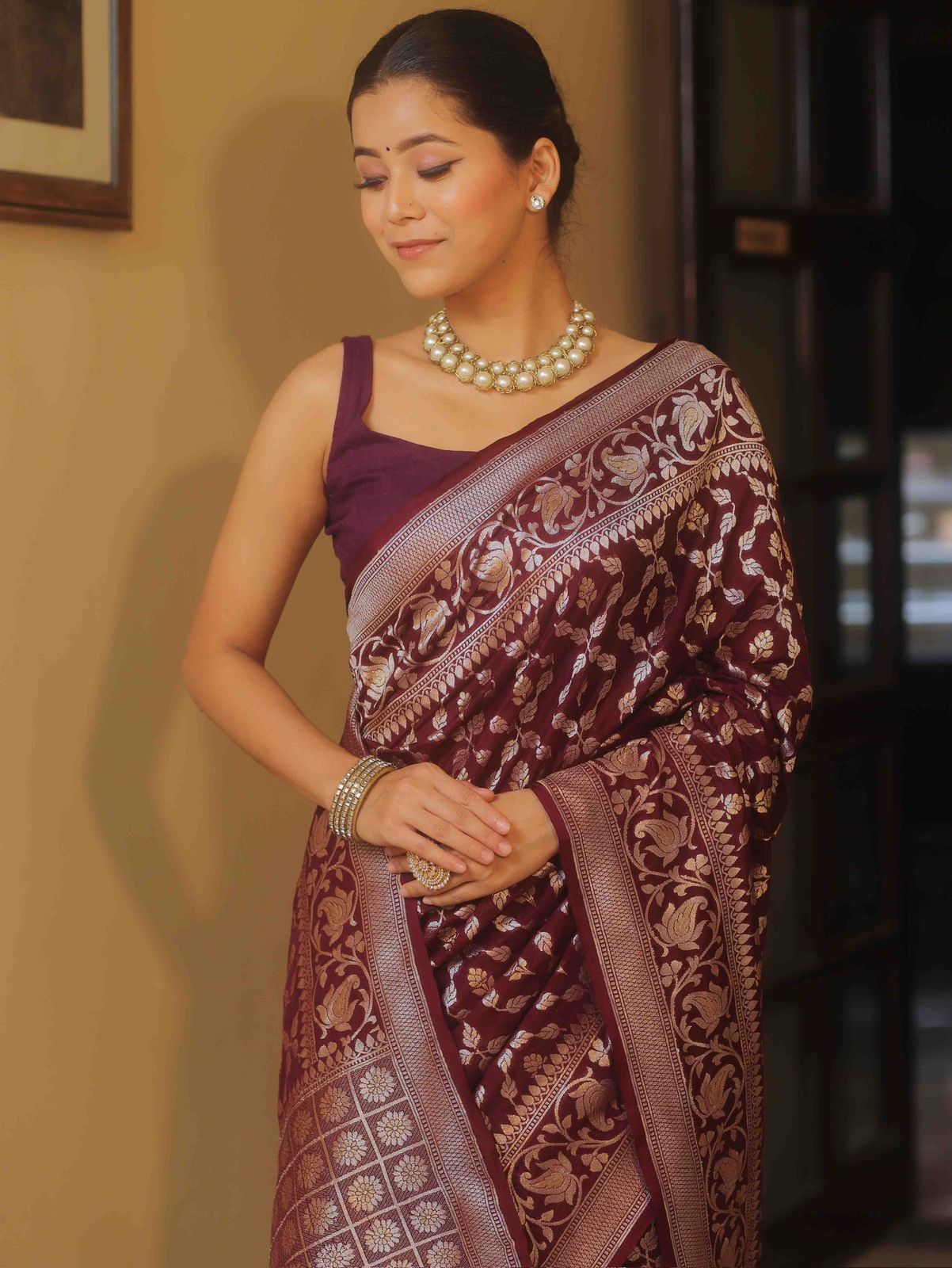 Energetic Wine Soft Silk Saree With Ephemeral Blouse Piece