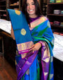 Angelic Blue Soft Silk Saree With Pulsating Blouse Piece