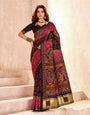 Glorious Black Nylon Dola Pashmina Saree With Cynosure Blouse Piece