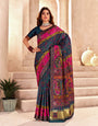 Fragrant Rama Nylon Dola Pashmina Saree With Evanescent Blouse Piece