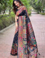 Adoring Black Nylon Dola Pashmina Saree With Demesne Blouse Piece