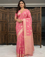 Charming Pink Banarasi Dola Silk Saree With Surpassing Blouse Piece