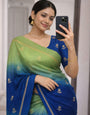 Quintessential Pista and Blue Banarasi Khadi Silk Saree With Gratifying Blouse Piece