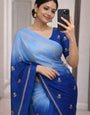 Magnificat Sky Blue Banarasi Khadi Silk Saree With Improbable Blouse Piece