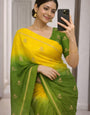 Jubilant Yellow and Green Banarasi Khadi Silk Saree With Quixotic Blouse Piece