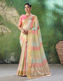 Petrichor Multicolor Zari Weaving Linen Silk Saree With Exemplary Blouse Piece