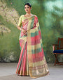 Prettiest Multicolor Zari Weaving Linen Silk Saree With Quixotic Blouse Piece