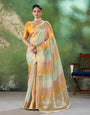 Glorious Multicolor Zari Weaving Linen Silk Saree With Adoring Blouse Piece