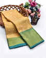 Confounding Golden Soft Tissue Silk Saree With Beauteous Blouse Piece
