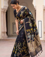 Dalliance Black Khadi Georgette Banarasi Silk Saree With Surpassing Blouse Piece