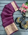 Adoring Purple Orgeanza Silk Saree With Rhapsody Blouse Piece