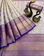 Entrancing Purple Kanjivaram Silk Saree With Enamoring Blouse Piece